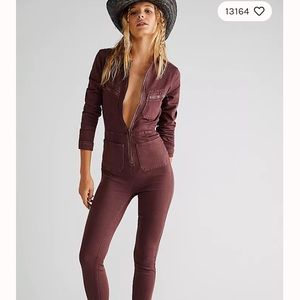 NWT Free People Lennox Jumpsuit M Bitter Barks